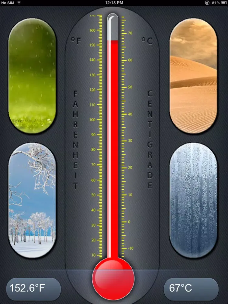 تصاویر Celsius-Fahrenheit iPad 