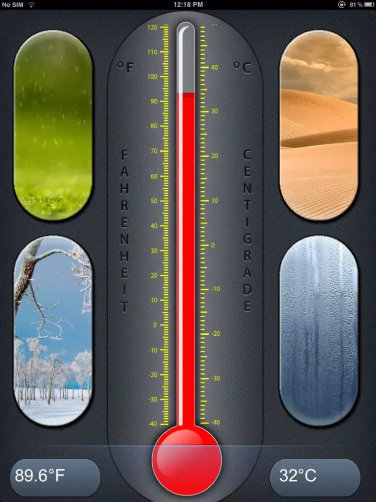 تصاویر Celsius-Fahrenheit iPad 
