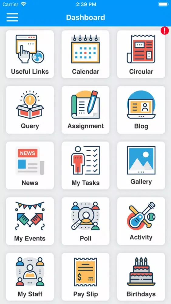 Capturas de tela do e-smart school