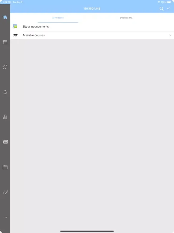 Capturas de tela do NH360 LMS iPad 