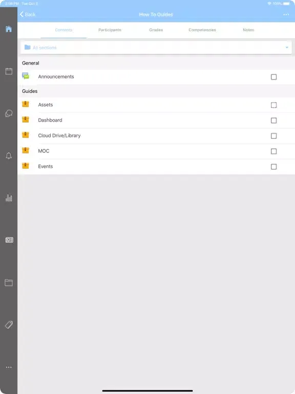 Capturas de tela do NH360 LMS iPad 