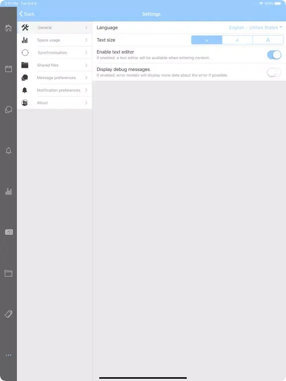 Capturas de tela do NH360 LMS iPad 