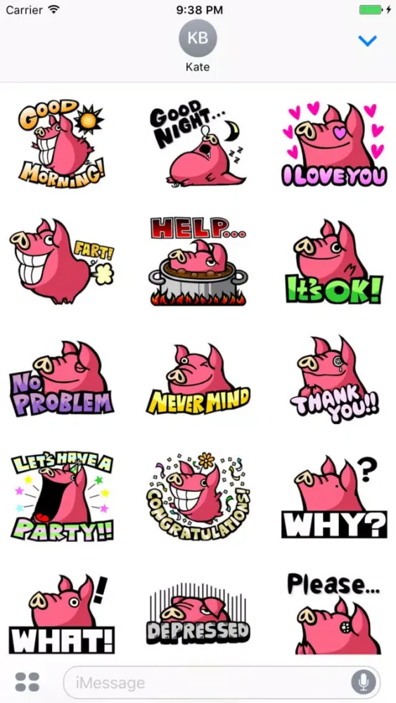 Pinky Pig - Cute stickers for iMessage应用截图