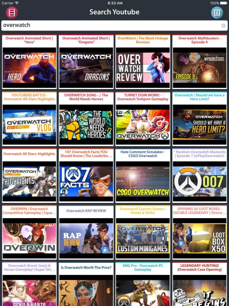 Tangkapan skrin Videos4Overwatch iPad 