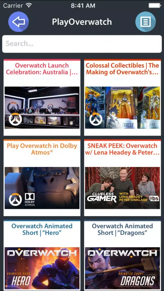 Tangkapan skrin Videos4Overwatch