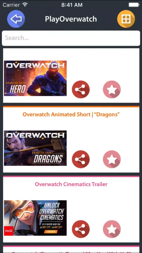 Tangkapan skrin Videos4Overwatch