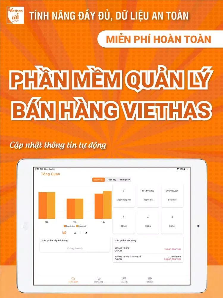 Quản lý nhà hàng Viethas iPad  Screenshots