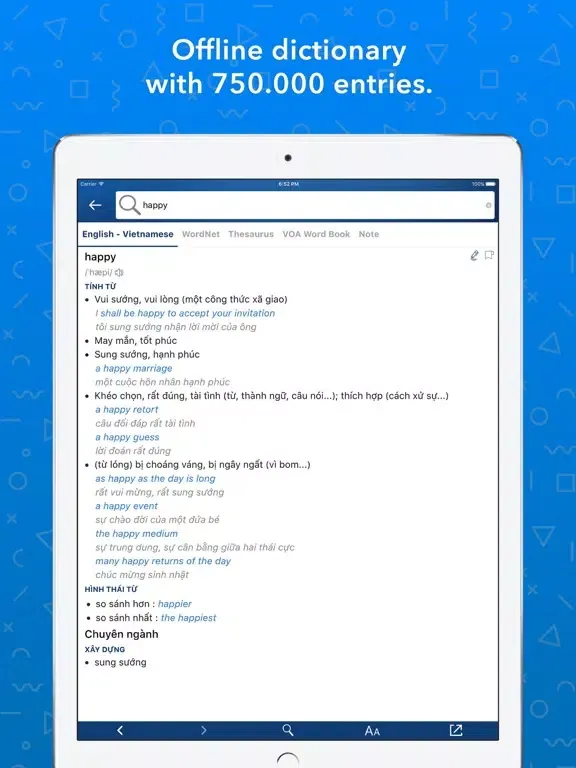 Vietnamese Dictionary Offline iPad  Ekran Görüntüleri