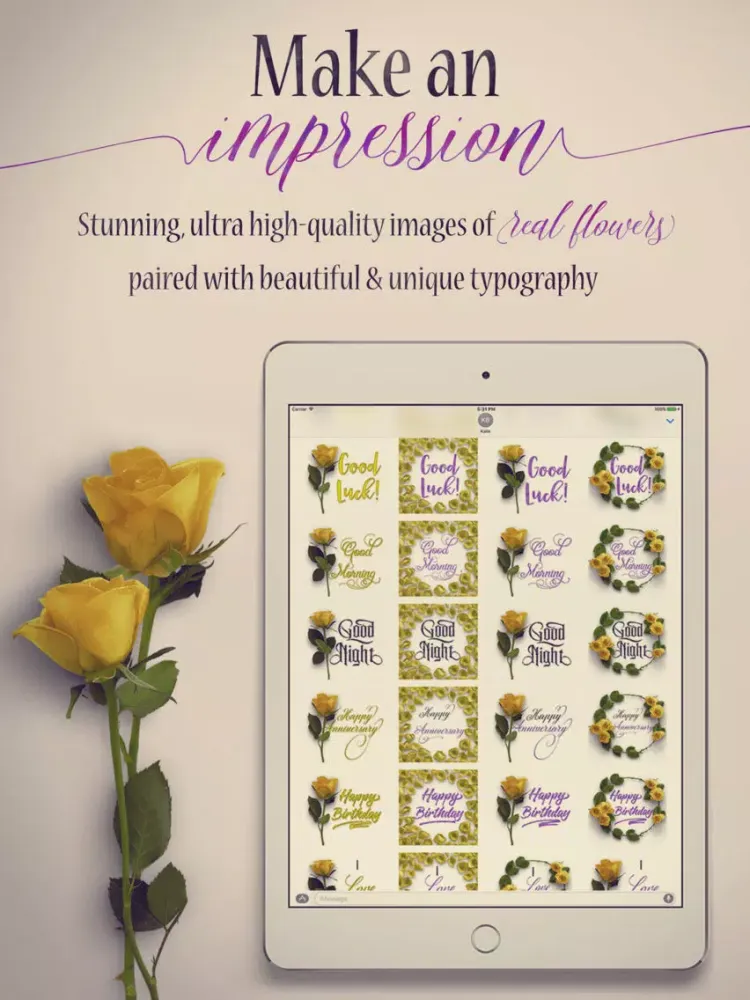 Flower Greetings Yellow Roses iPad  Screenshots
