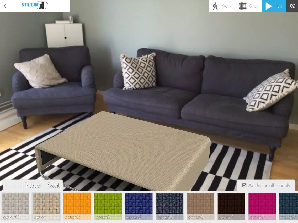 Tangkapan layar Studio3D iPad 