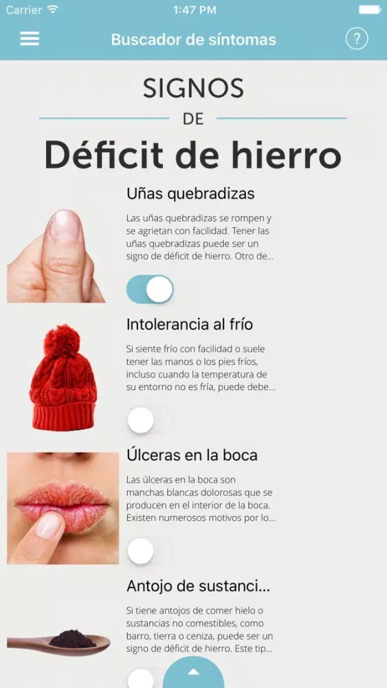 Déficit de hierro स्क्रीनशॉट