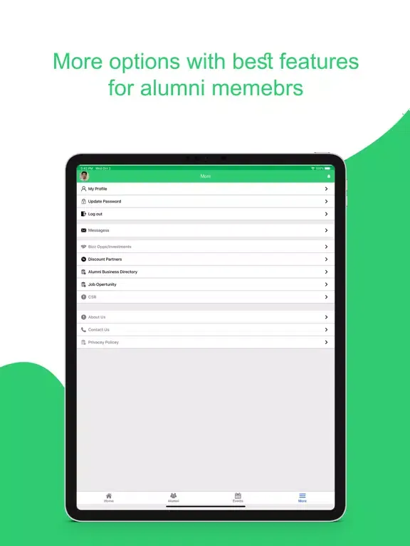 Zrzuty ekranu PESJ Alumni iPad 