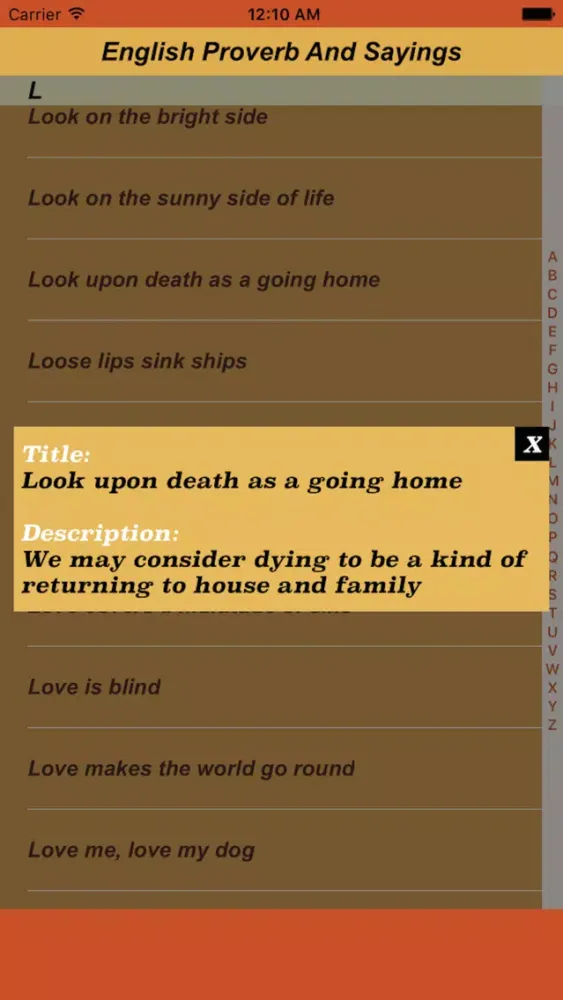 ภาพหน้าจอของ English Proverbs and Sayings