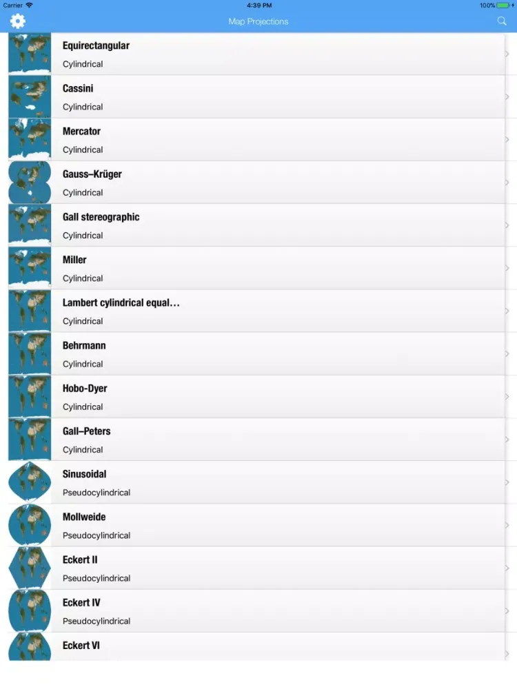 Capturas de tela do Map Projections iPad 