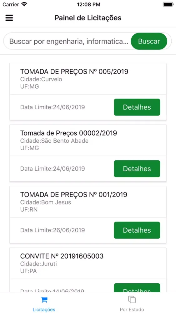 Painel de Licitacões Screenshots