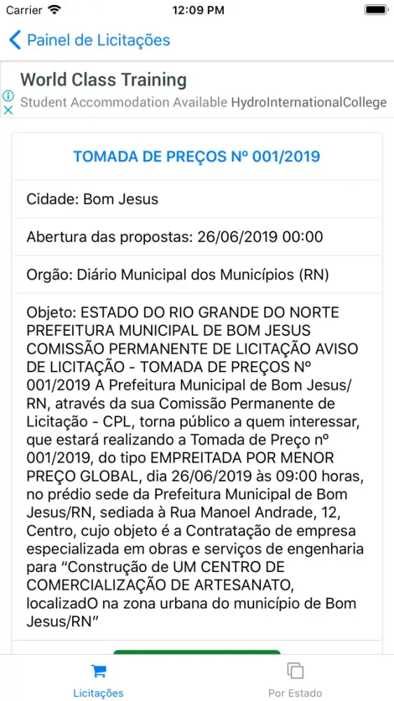 Painel de Licitacões Screenshots