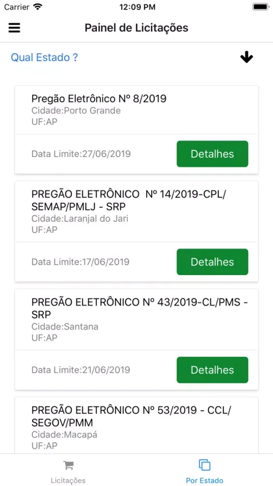 Painel de Licitacões Screenshots