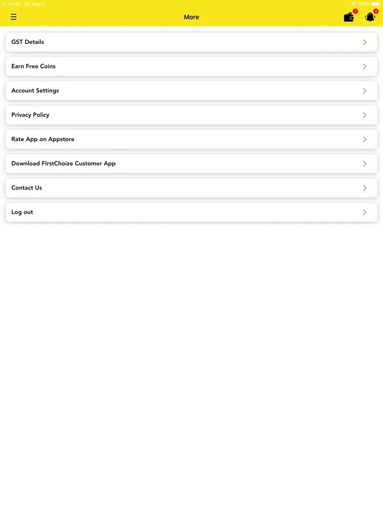 Tangkapan layar FirstChoizePartner iPad 