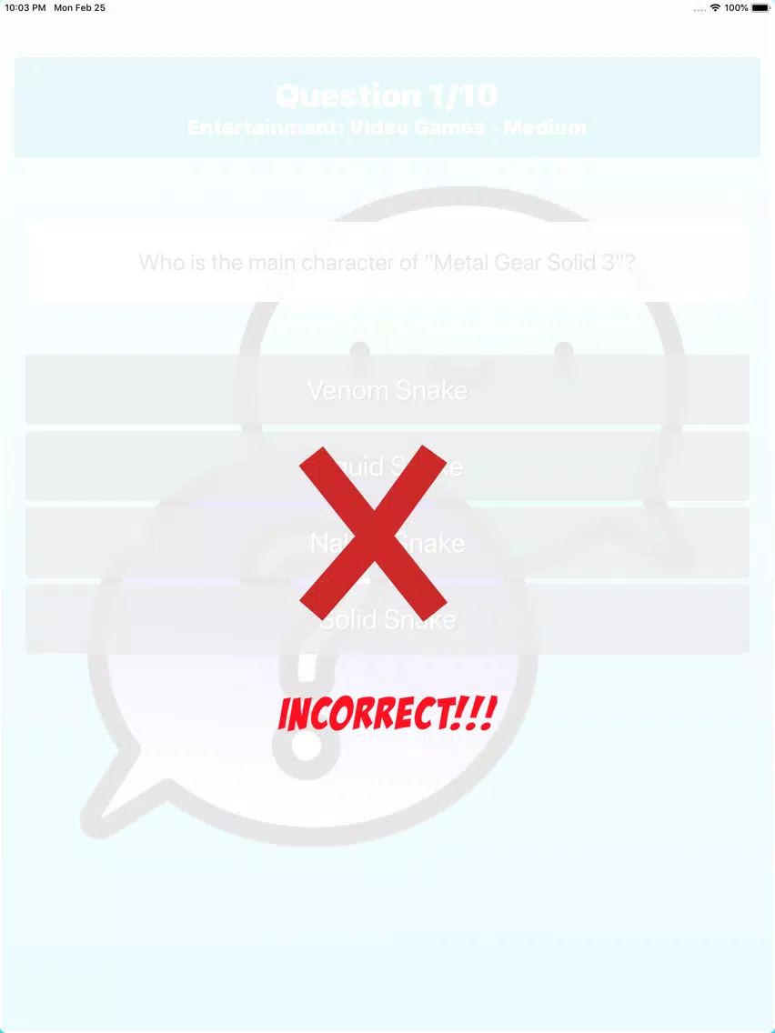 React Trivia Game iPad 應用截圖