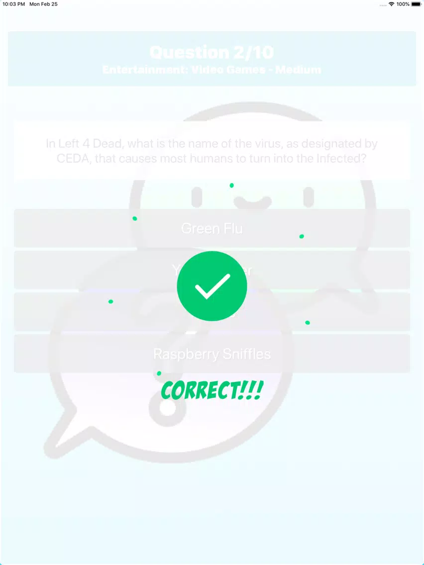 React Trivia Game iPad 應用截圖