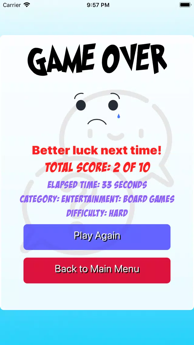 React Trivia Game應用截圖
