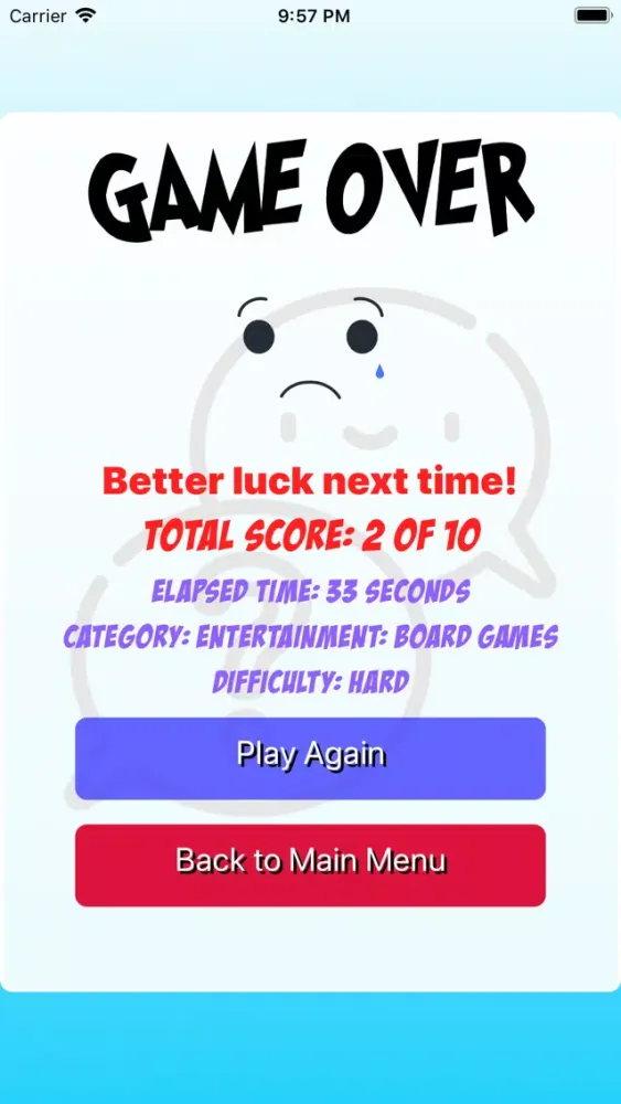 React Trivia Game سکرین شاٹس