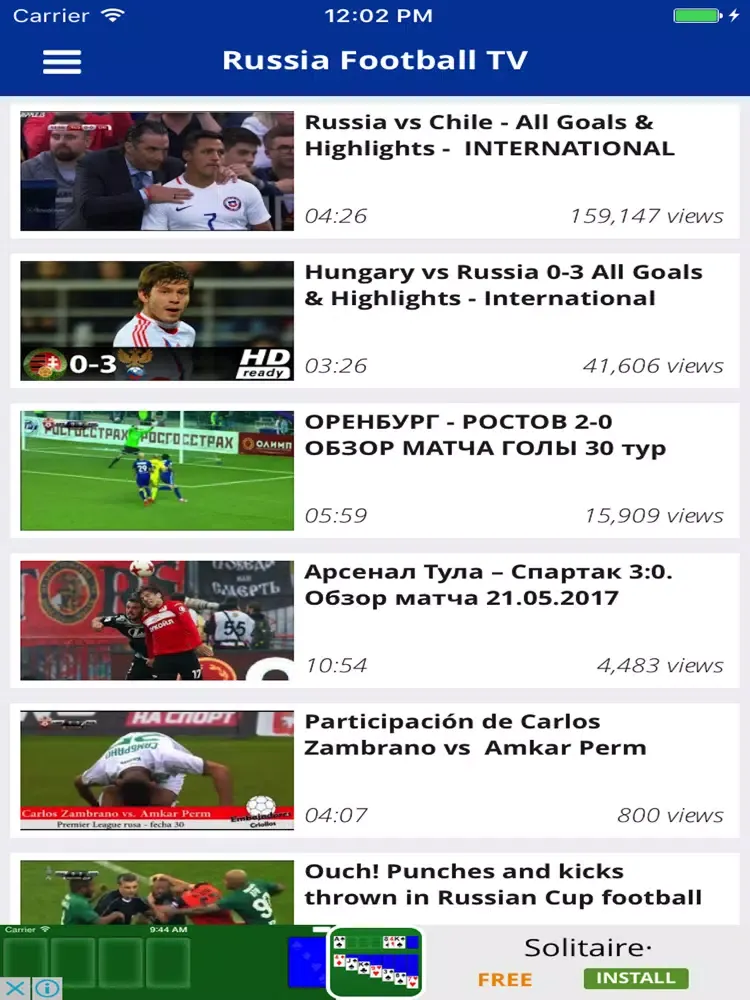 Russia Football TV 2017, 2018 highlight news video iPad  스크린샷