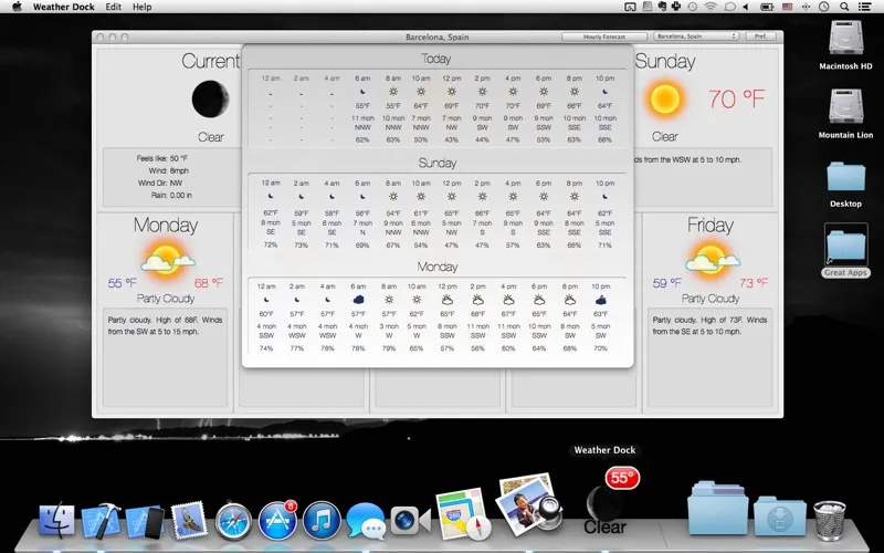 Screenshot di Weather Dock+ Desktop forecast