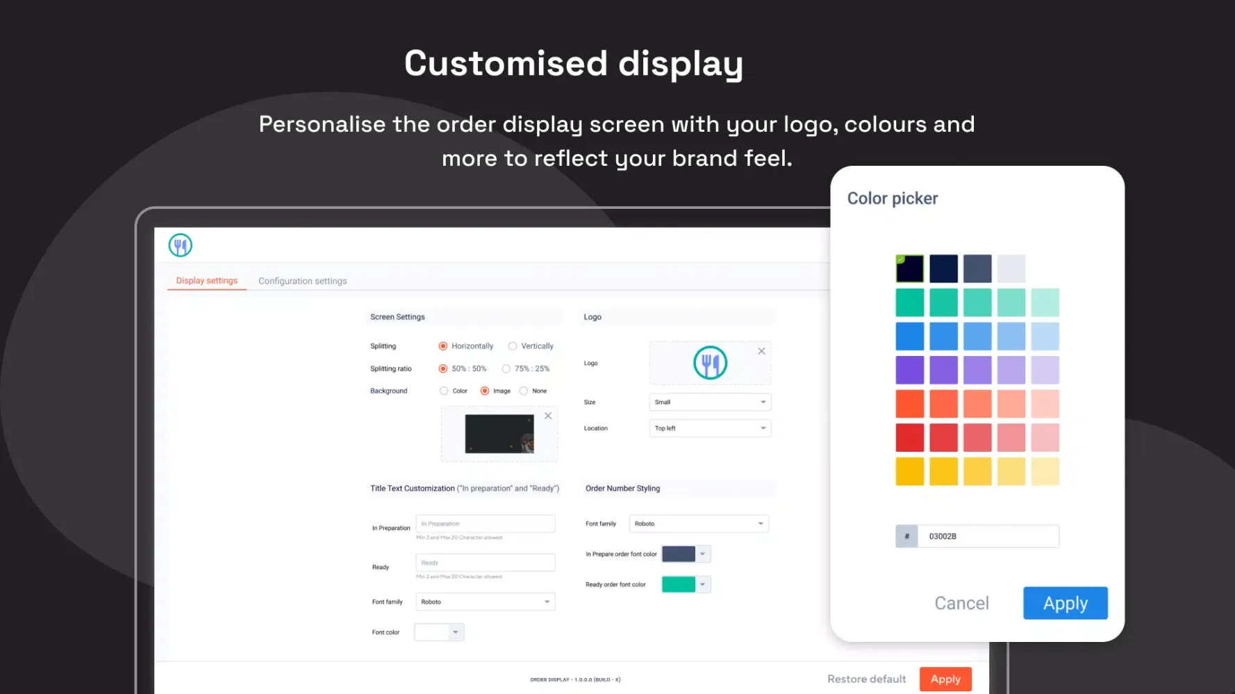 Order Display Screen Screenshots