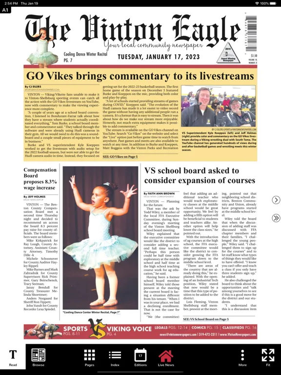 Capturas de pantalla de Vinton Newspapers iPad 