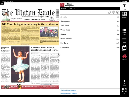 Capturas de pantalla de Vinton Newspapers iPad 