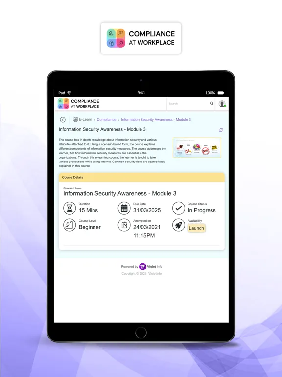Compliance at Workplace iPad  Screenshots