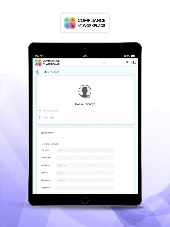 Compliance at Workplace iPad  Screenshots