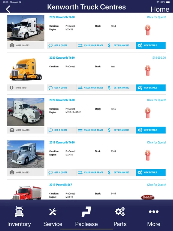 Kenworth Truck Centres iPad  Screenshots