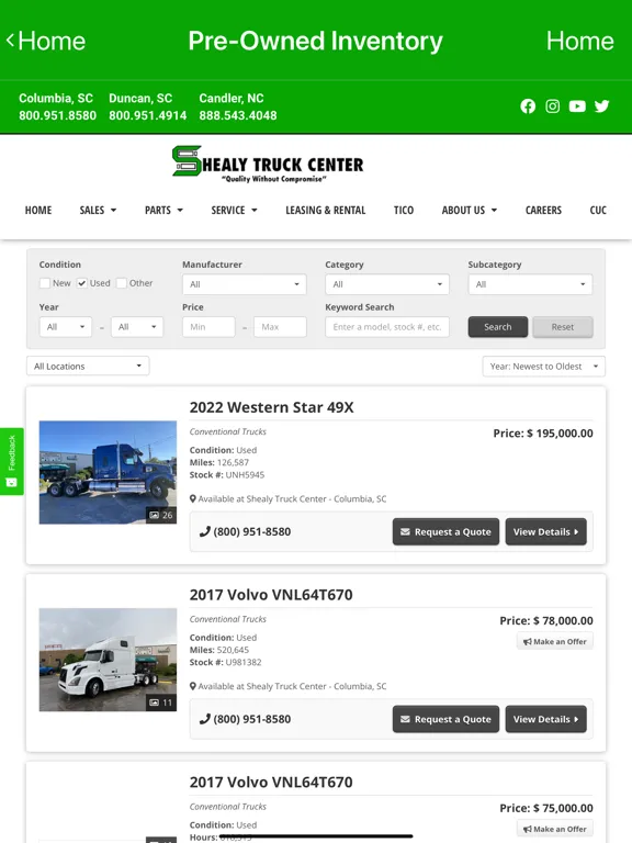 Shealy Truck Center iPad  Screenshots