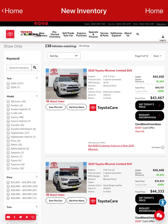 Capturas de pantalla de Toyota of Rockwall Dealer iPad 
