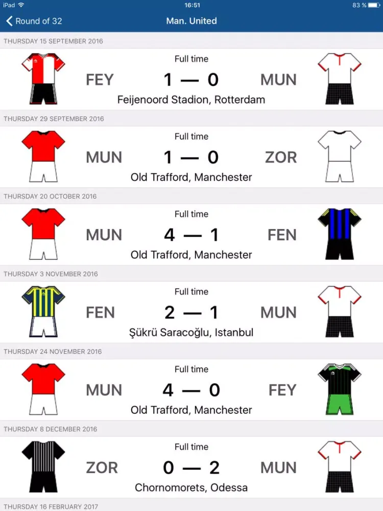 Capturas de tela do Europa Football 2017-2018 iPad 