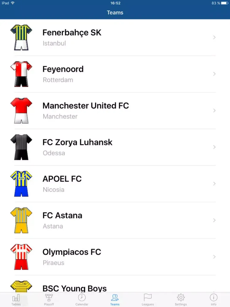 Capturas de tela do Europa Football 2017-2018 iPad 