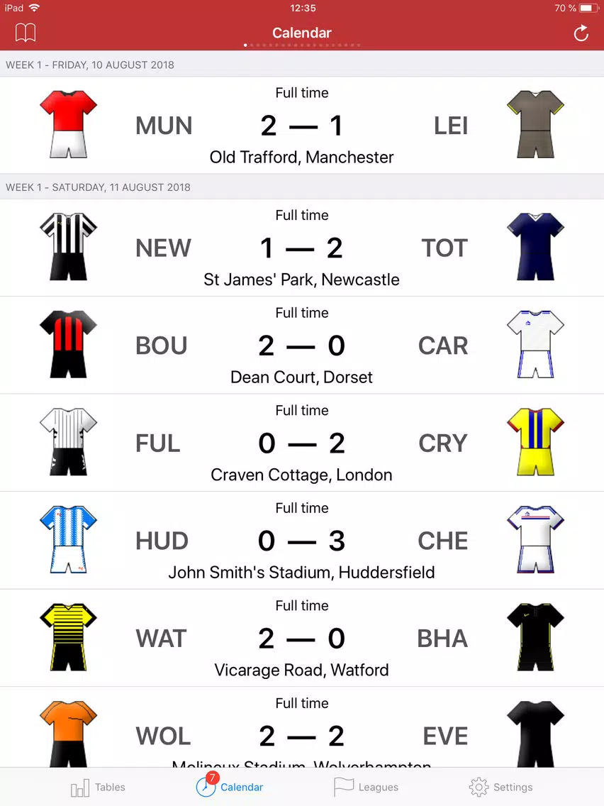 Capturas de pantalla de English Football 2018-2019 iPad 