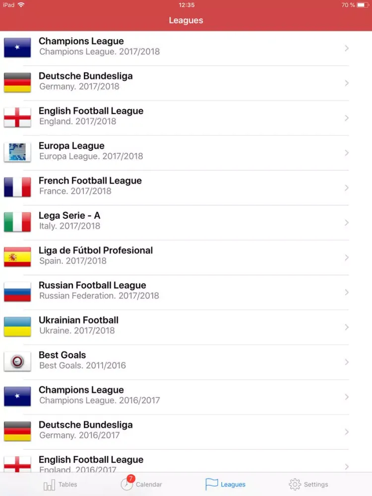 Tangkapan layar English Football 2018-2019 iPad 