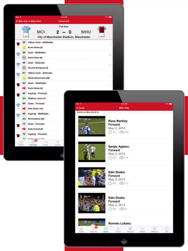 Tangkapan layar English Football History 2012-2013 iPad 