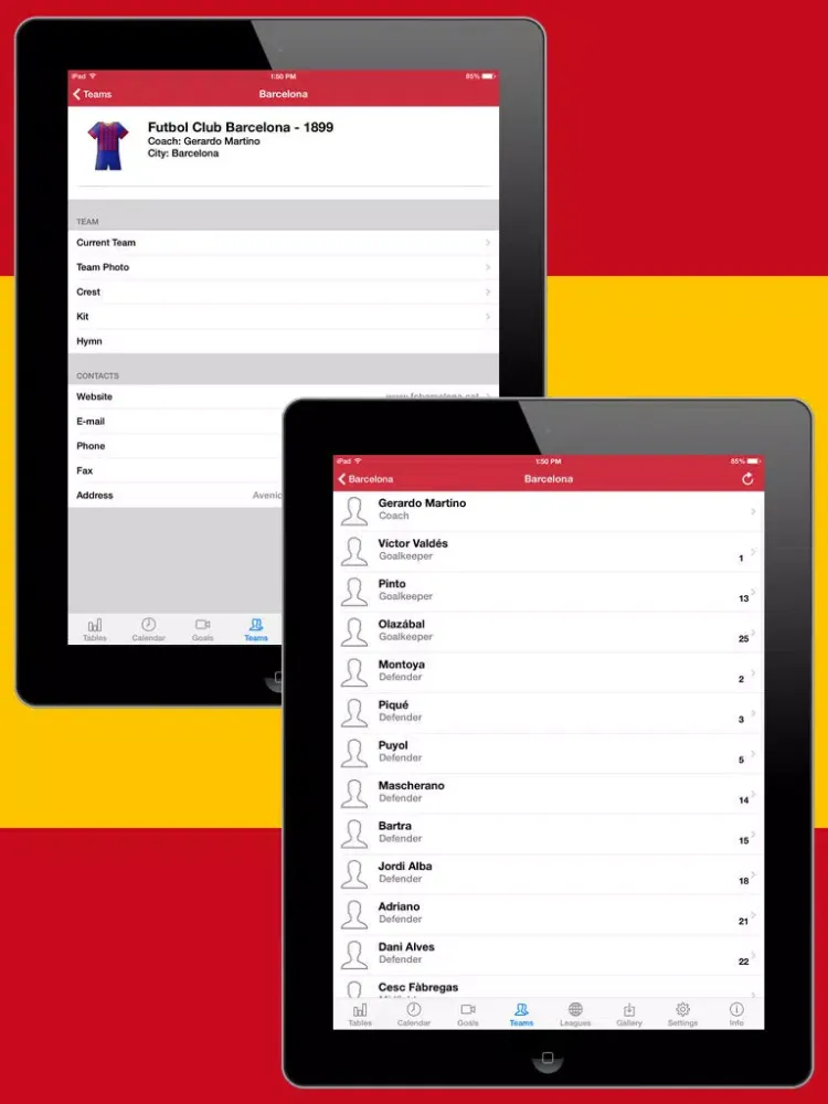 Capturas de tela do Football Scores Spanish 2014-2015 Standing Video of goals Lineups Scorers Teams info iPad 