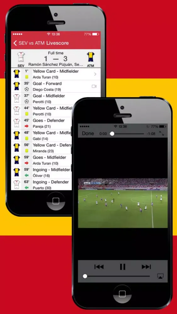 Capturas de tela do Football Scores Spanish 2014-2015 Standing Video of goals Lineups Scorers Teams info