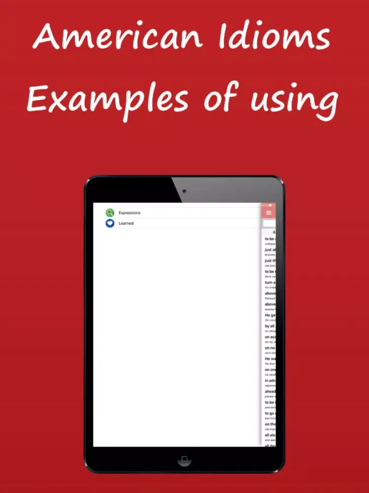 American Idioms, Examples of using iPad  Screenshots