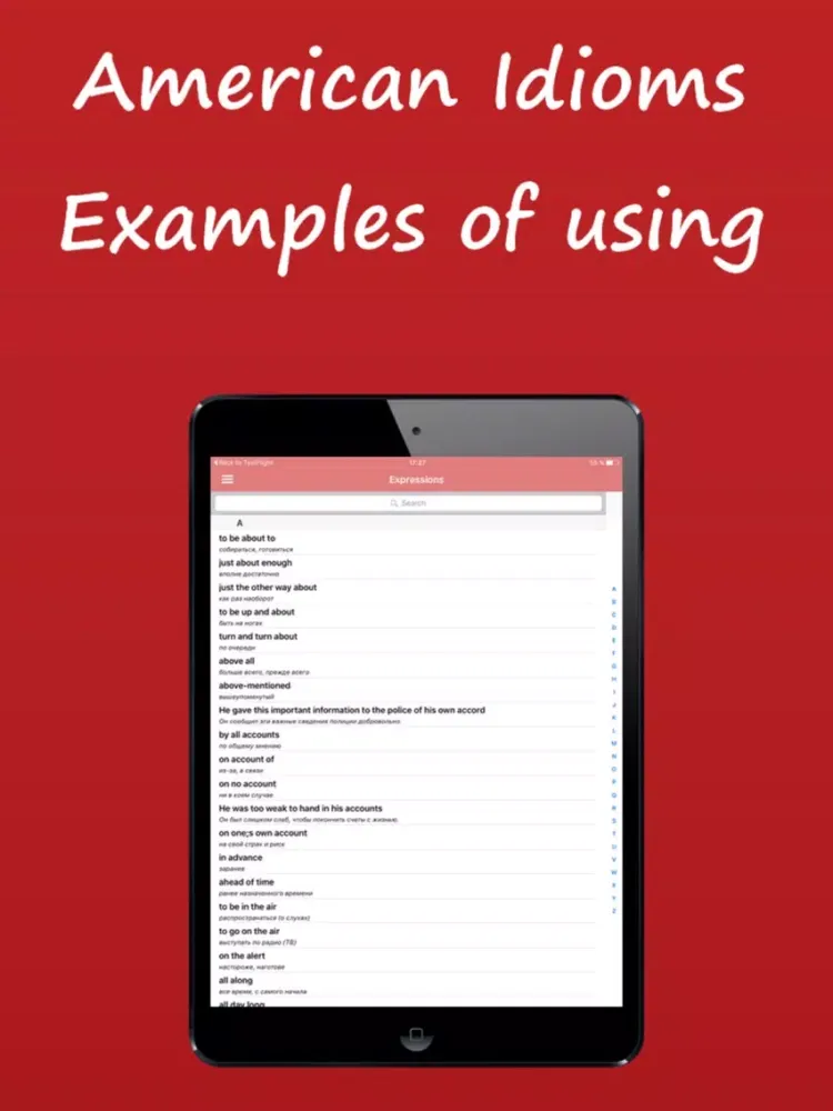 American Idioms, Examples of using iPad  Screenshots
