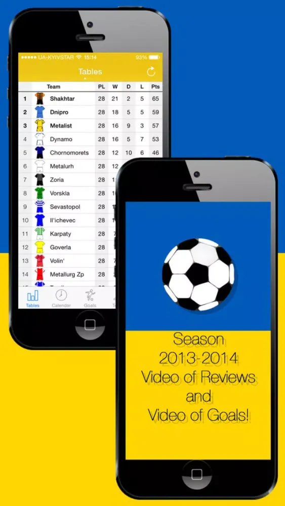 Tangkapan skrin Ukrainian Football History 2013-2014