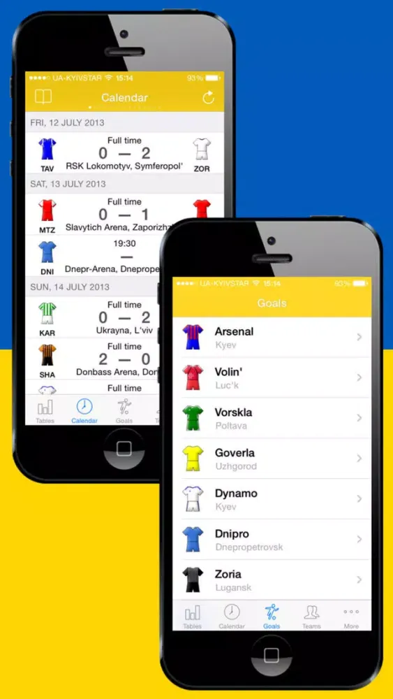 Tangkapan skrin Ukrainian Football History 2013-2014