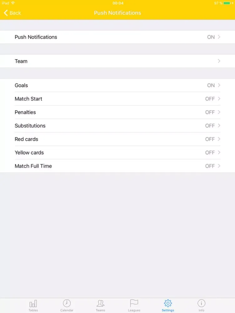 Tangkapan skrin Ukrainian Football 2017-2018 iPad 