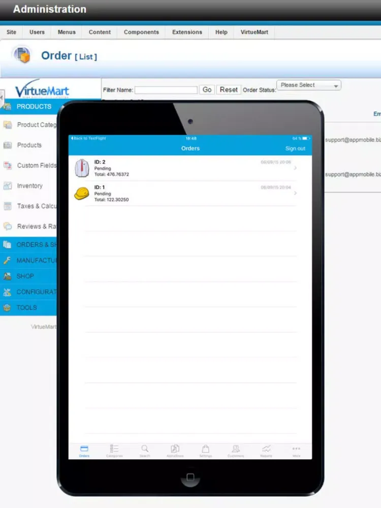 Captures d'écran de Store Admin for VirtueMart Shop iPad 