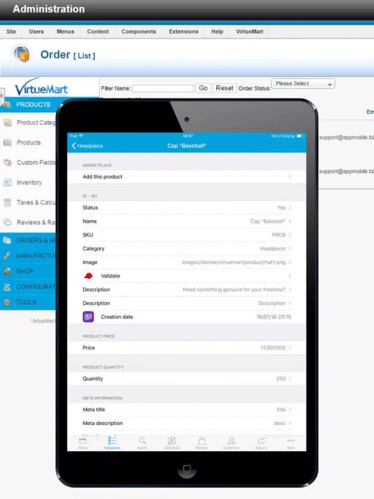 Captures d'écran de Store Admin for VirtueMart Shop iPad 